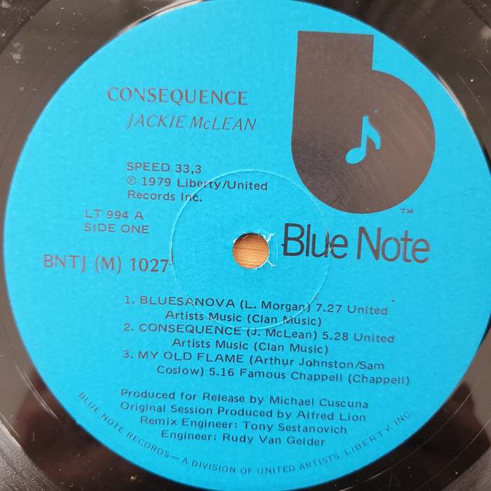 Jackie McLean  Consequence - Vinyl LP Record - Very-Good+ Quality (VG+) (verygoodplus)