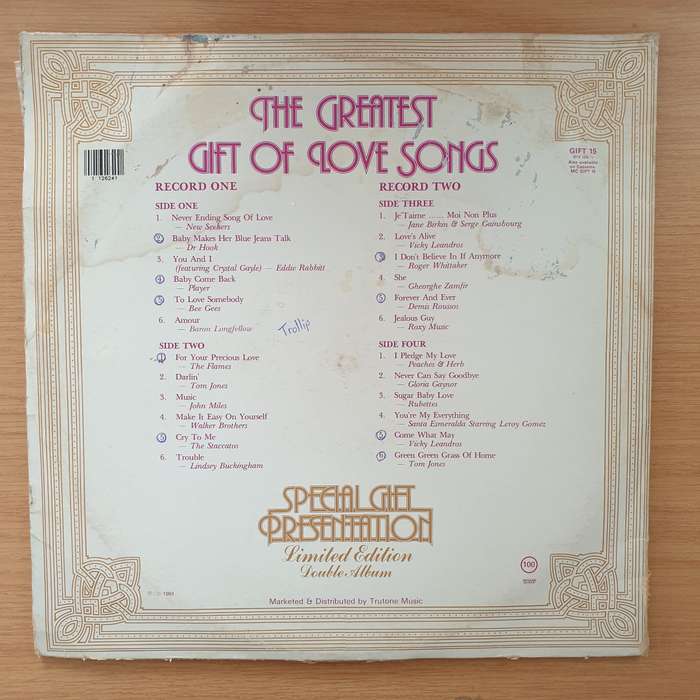 The Greatest Gift of Love Songs -  Double Vinyl LP Record - Very-Good+ Quality (VG+)