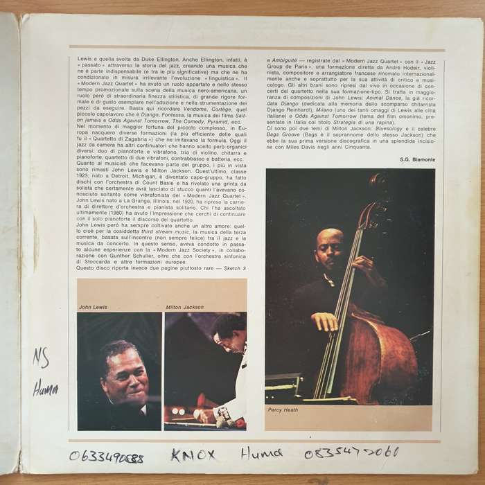 Modern Jazz Quartet - John Lewis, Milton Jackson, Percy Heath, Connie Kay  I Giganti Del Jazz ...