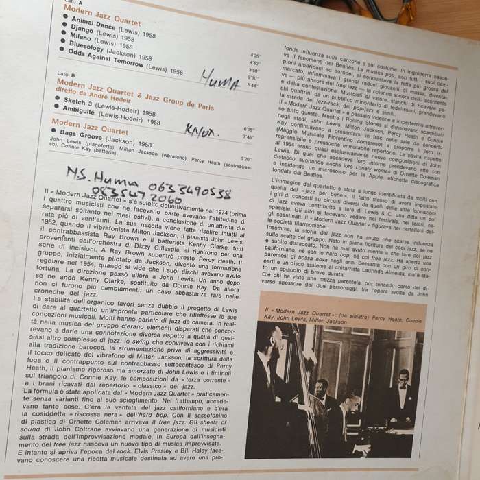 Modern Jazz Quartet - John Lewis, Milton Jackson, Percy Heath, Connie Kay  I Giganti Del Jazz ...