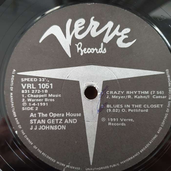 Stan Getz And J.J. Johnson  At The Opera House - Vinyl LP Record - Very-Good+ Quality (VG+) (v...