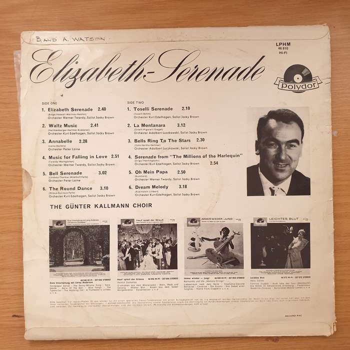 The Günter Kallmann Choir  Elisabeth-Serenade - Vinyl LP Record - Very-Good+ (VG+)