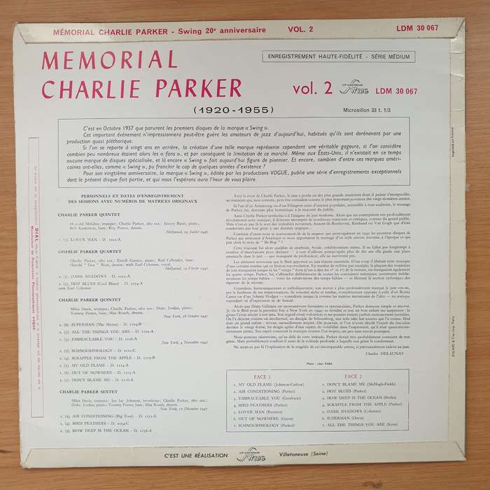 Charlie Parker  Memorial Charlie Parker - Vinyl LP Record - Very-Good Quality (VG)  (verry)