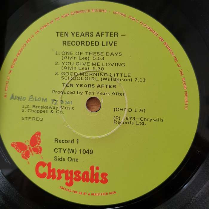 Ten Years After  Recorded Live -  Double Vinyl LP Record - Good+ Quality (G+) (gplus)
