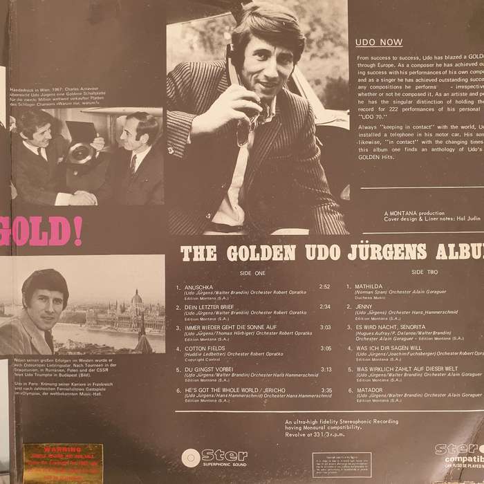 Udo Jürgens  The Golden Udo Jürgens Album - Vinyl LP Record - Very-Good+ Quality (VG+)