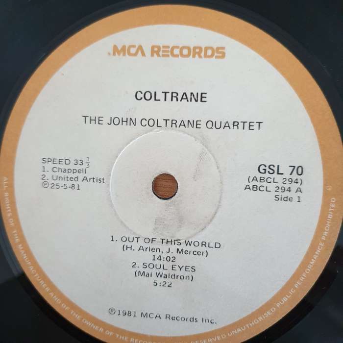 The John Coltrane Quartette  Coltrane - Vinyl LP Record - Very-Good Quality (VG)  (verry)