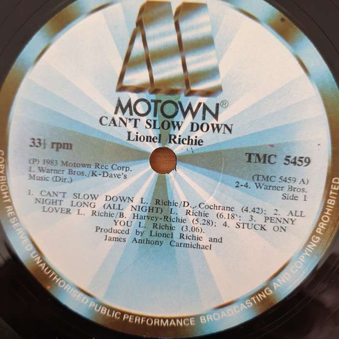 Lionel Richie  Can't Slow Down - Vinyl LP Record - Very-Good+ Quality (VG+) (verygoodplus)