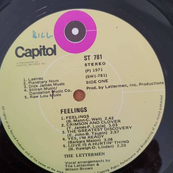 The Lettermen  Feelings - Vinyl LP Record - Very-Good+ Quality (VG+) (verygoodplus)