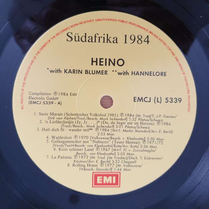 Heino  Südafrika 1984 - Vinyl LP Record - Very-Good+ Quality (VG+) (verygoodplus)