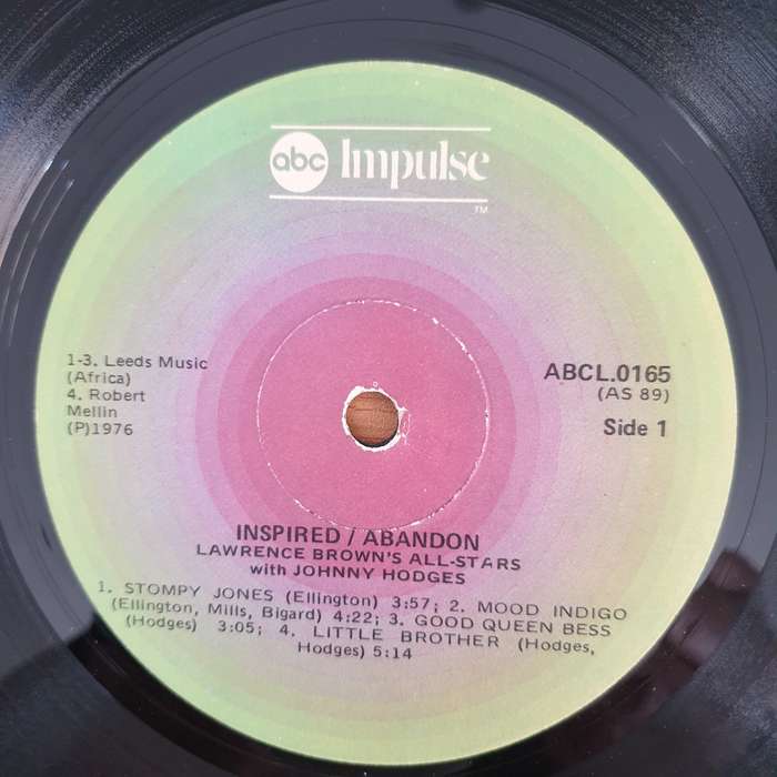 Lawrence Brown's All-Stars With Johnny Hodges  Inspired Abandon (ABCL) - Vinyl LP Record - Goo...