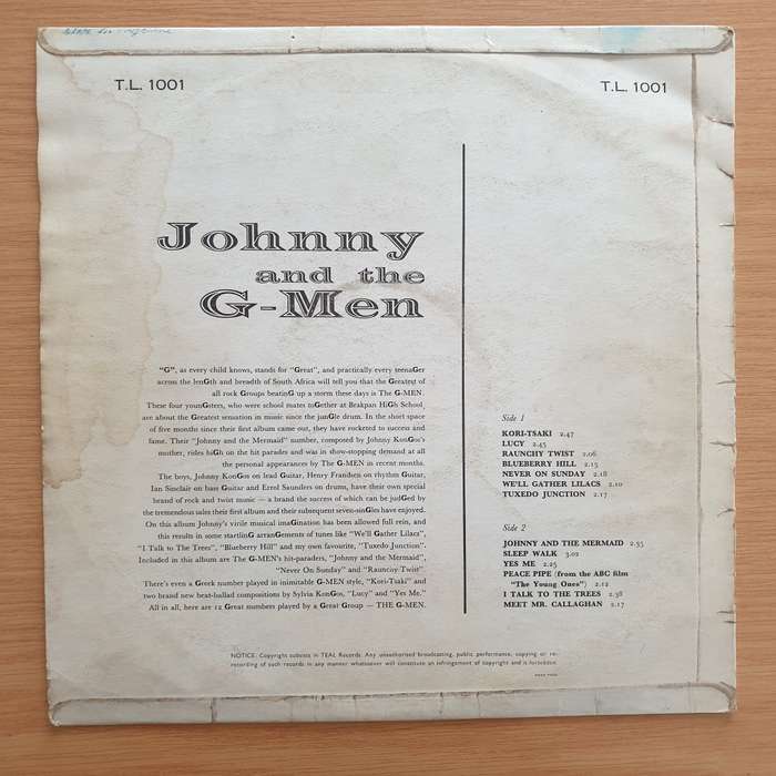 Johnny And The G-Men  Johnny And The G-Men - Vinyl LP Record - Very-Good Quality (VG)  (verry)
