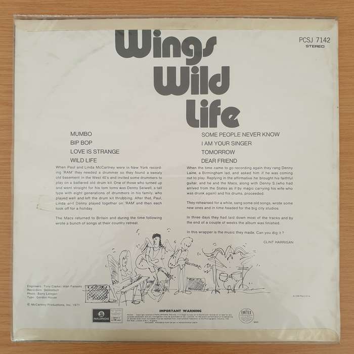 Wings (Paul McCartney)  Wild Life  Vinyl LP Record - Very-Good+ Quality (VG+) (verygoodplus)