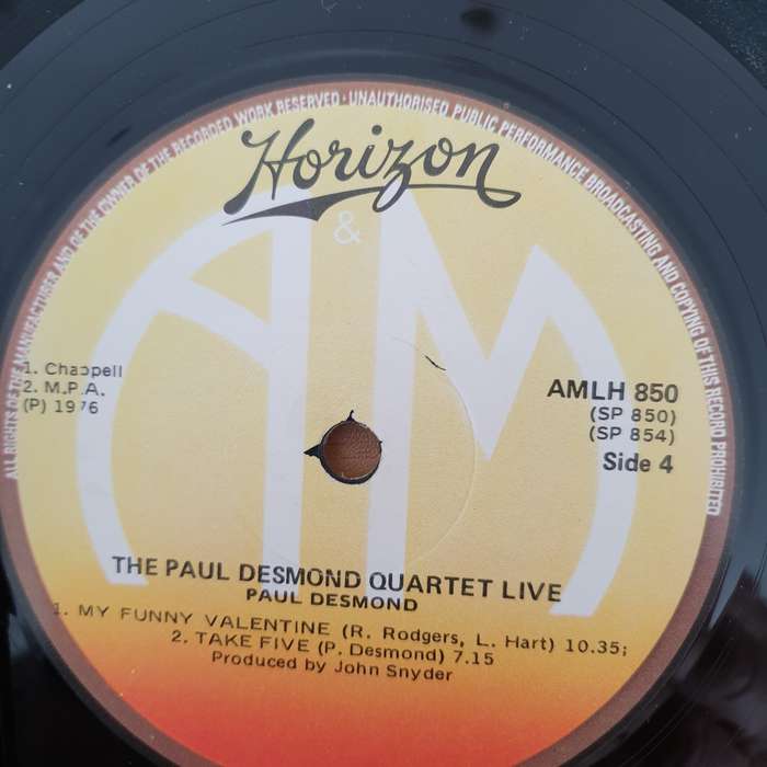 The Paul Desmond Quartet  Live  Double Vinyl LP Record - Very-Good+ Quality (VG+) (verygood...