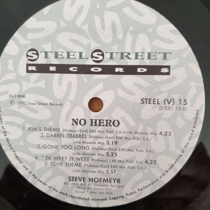 Steve Hofmeyr  No Hero - Vinyl LP Record - Very-Good+ Quality (VG+) (verygoodplus)