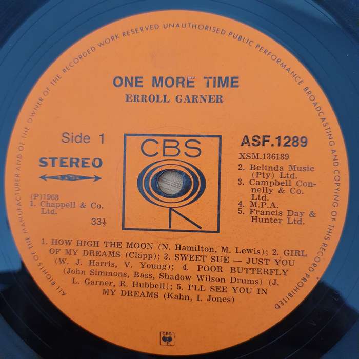 Erroll Garner - One More Time  Vinyl LP Record - Very-Good+ Quality (VG+) (verygoodplus)