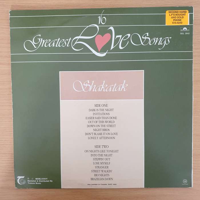 Shakatak - 16 Greatest Love Songs  Vinyl LP Record - Very-Good+ Quality (VG+) (verygoodplus)