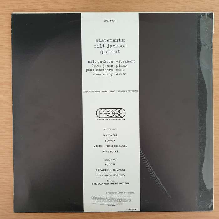 Milt Jackson Quartet  Statements  Vinyl LP Record - Very-Good+ Quality (VG+) (verygoodplus)