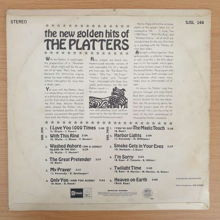The Platters  The New Golden Hits Of The Platters - Vinyl LP Record - Very-Good+ Quality (VG+)