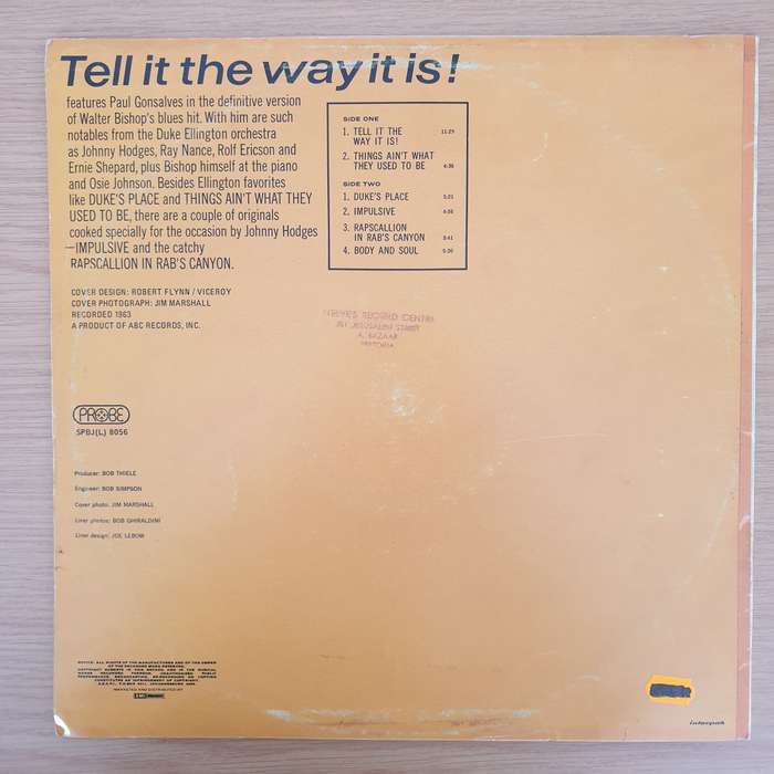 Paul Gonsalves  Tell It The Way It Is! (8056)  - Vinyl LP Record - Very-Good+ Quality (VG+) (v...