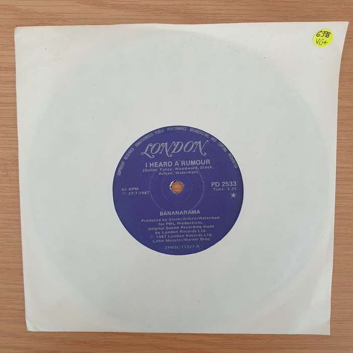 Bananarama  I Heard a Rumour - Vinyl 7" Record - Very-Good+ Quality (VG+) (verygoodplus7)