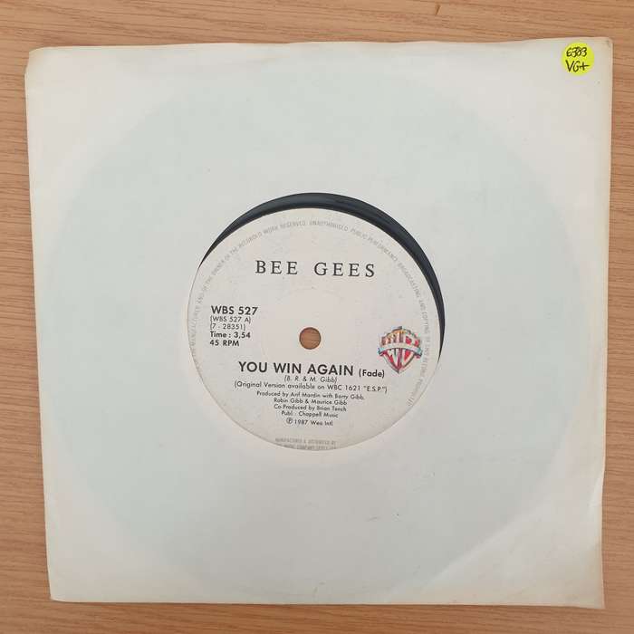 Bee Gees  You Win Again / Backtafunk - Vinyl 7" Record - Very-Good+ Quality (VG+)