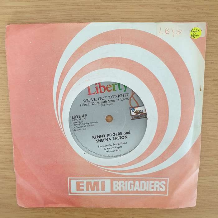 Kenny Rogers & Sheena Easton  We've Got Tonight - Vinyl 7" Record - Very-Good+ Quality (VG+) (...