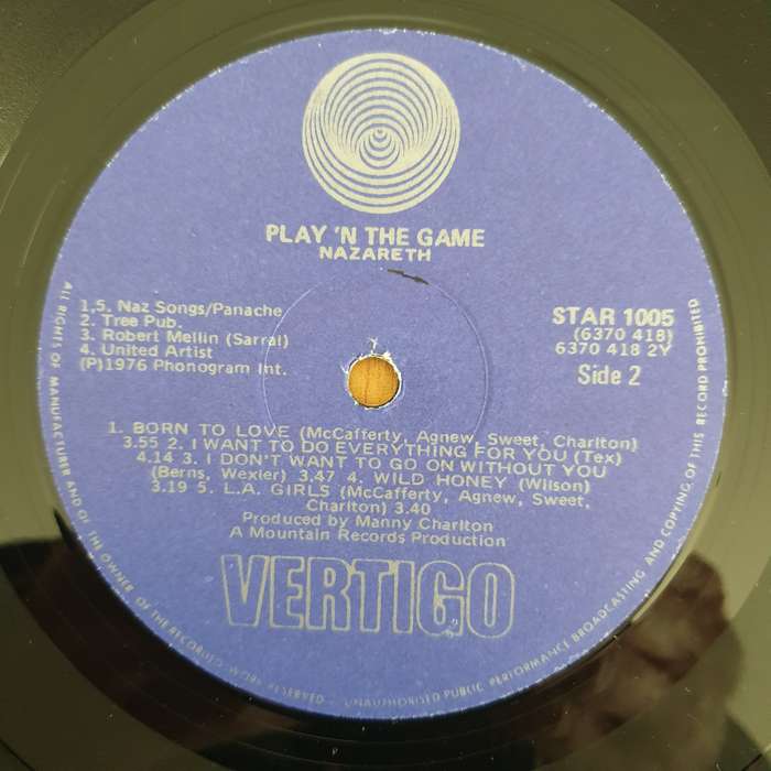 Nazareth  Play 'N' The Game  - Vinyl LP Record - Very-Good+ Quality (VG+) (verygoodplus)