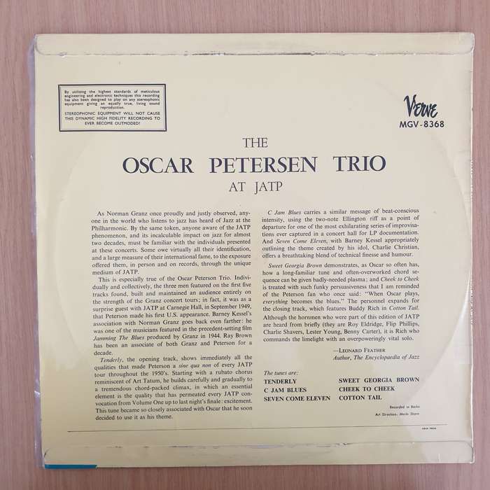 The Oscar Peterson Trio  At JATP - Vinyl LP Record - Very-Good+ Quality (VG+)