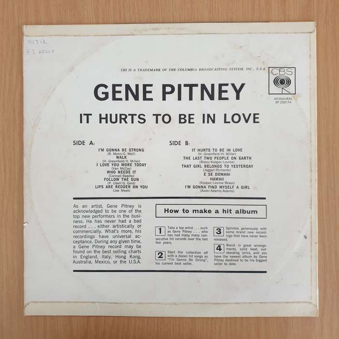 Gene Pitney  It Hurts To Be In Love And Eleven More Hit Songs  - Vinyl LP Record - Very-Good- ...