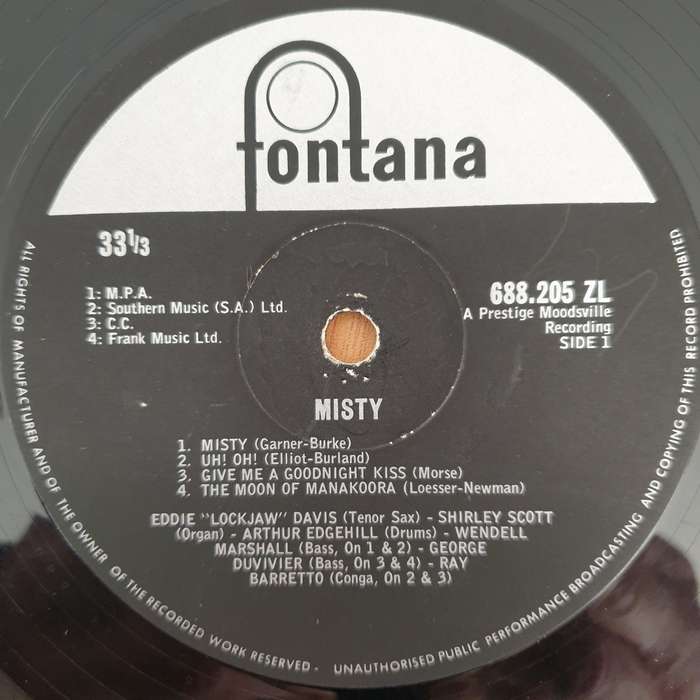 Eddie "Lockjaw" Davis With Shirley Scott  Misty - Vinyl LP Record - Very-Good Quality (VG)  (v...