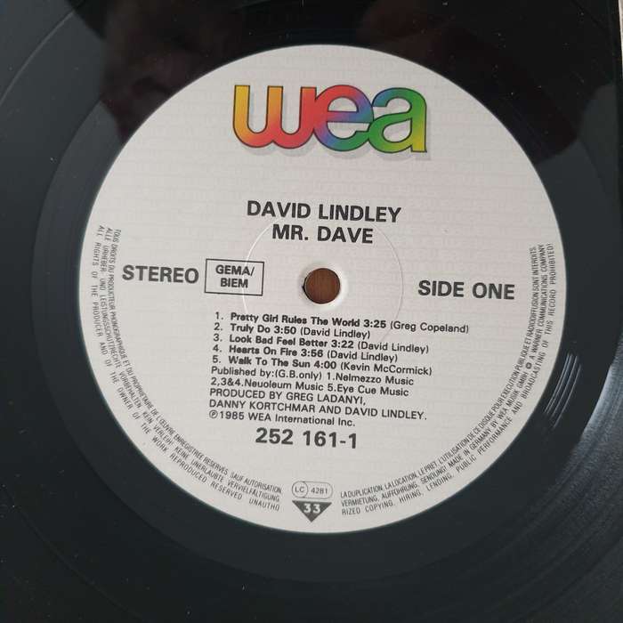 David Lindley  Mr. Dave - Vinyl LP Record - Very-Good+ Quality (VG+) (verygoodplus)