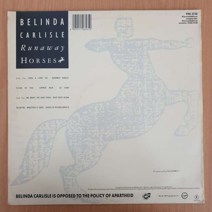 Belinda Carlisle  Runaway Horses  - Vinyl LP Record  (VG)