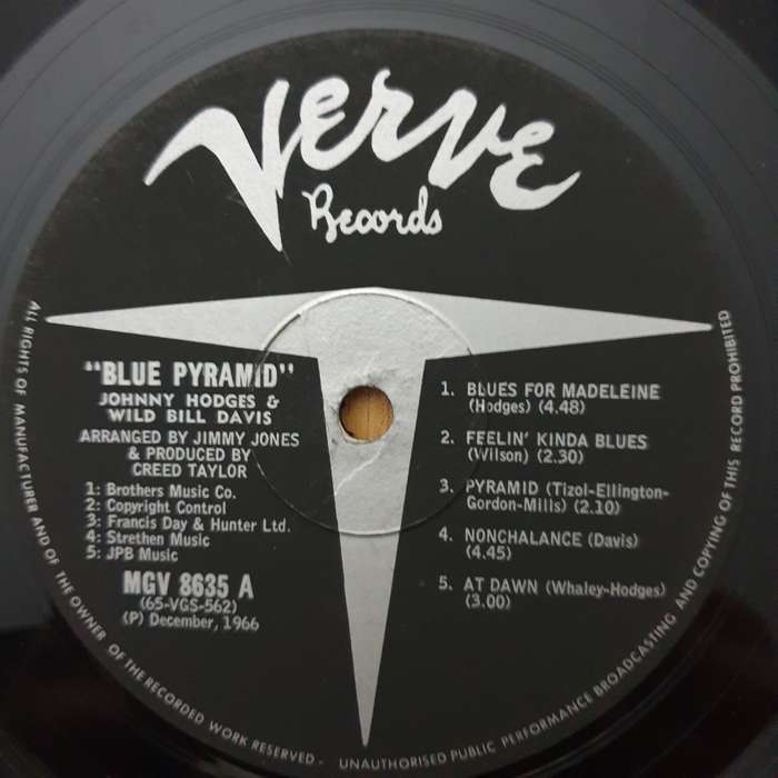 Johnny Hodges, Wild Bill Davis  Blue Pyramid  - Vinyl LP Record - Very-Good- Quality (VG-) (mi...