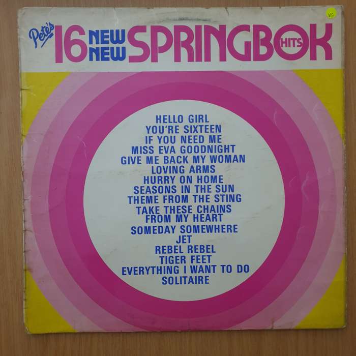 Pete's 16 New Springbok Hits - Vinyl LP Record - Very-Good Quality (VG)  (verry)