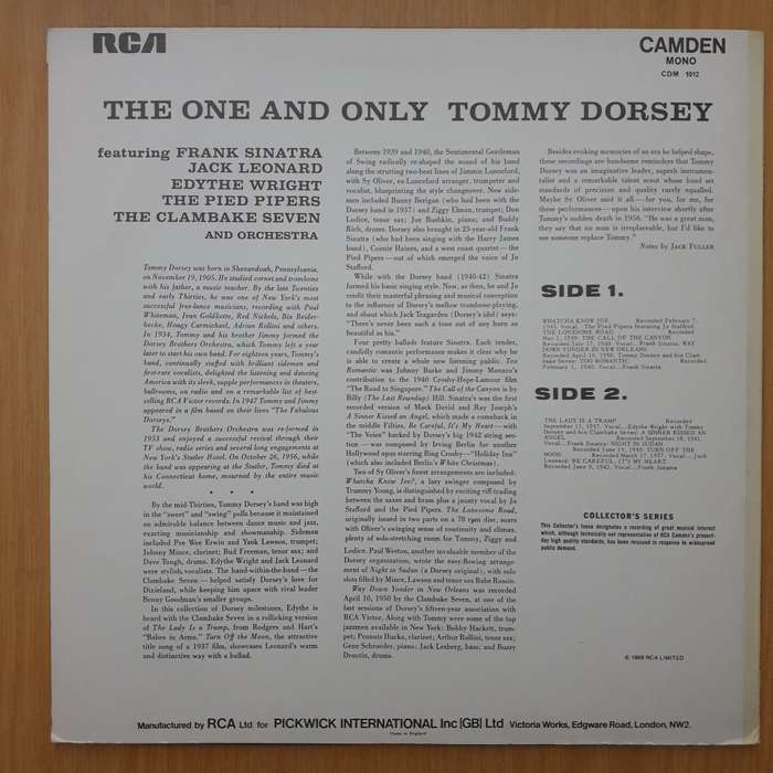 The One and Only Tommy Dorsey - Vinyl LP Record - Very-Good+ Quality (VG+)