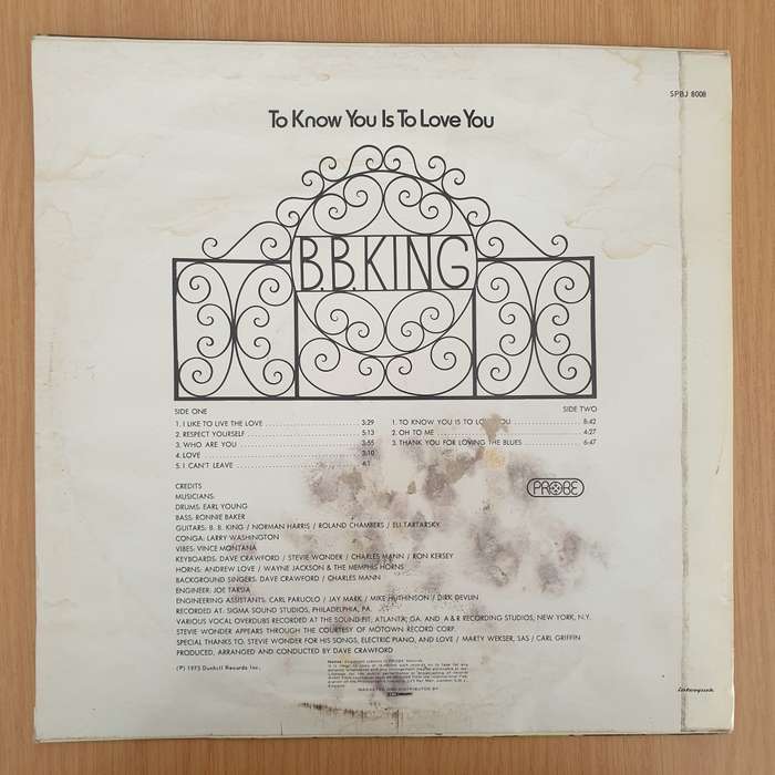 B.B. King  To Know You Is To Love You - Vinyl LP Record - Very-Good+ Quality (VG+) (verygoodplus)