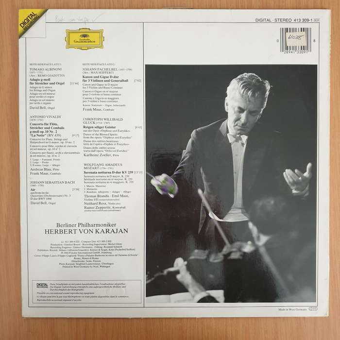 Albinoni, Pachelbel, Bach, Mozart, Gluck, Berliner Philharmoniker, Herbert von Karajan - Vinyl LP...