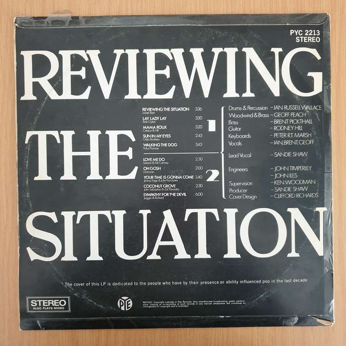 Sandie Shaw  Reviewing The Situation - Vinyl LP Record - Very-Good+ Quality (VG+) (verygoodplu...