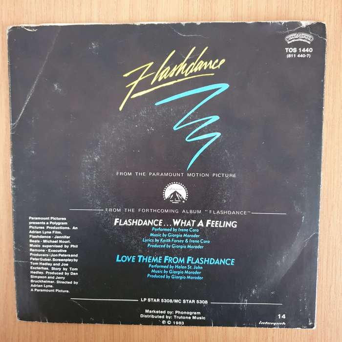 Irene Cara  Flashdance ... What A Feeling - 7" Record - Very-Good Quality (VG) (verygood) (DLB)