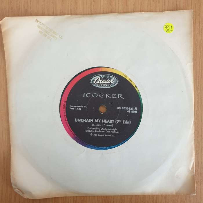 Joe Cocker  Unchain My Heart - 7" Record - Very-Good+ Quality (VG+) (verygoodplus7) (DLB)