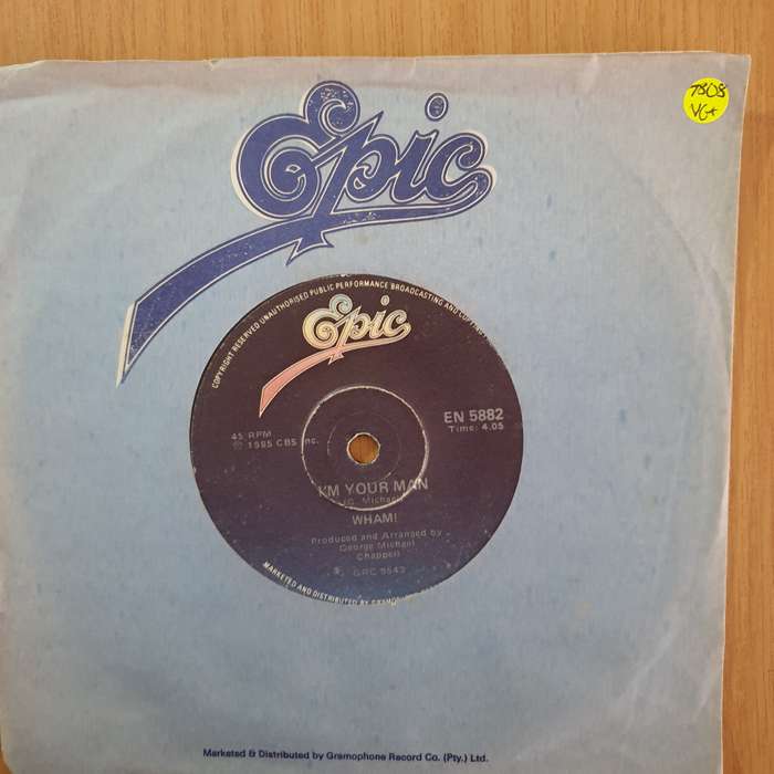 Wham!  I'm Your Man - 7" Record - Very-Good+ Quality (VG+) (verygoodplus7) (DLB)