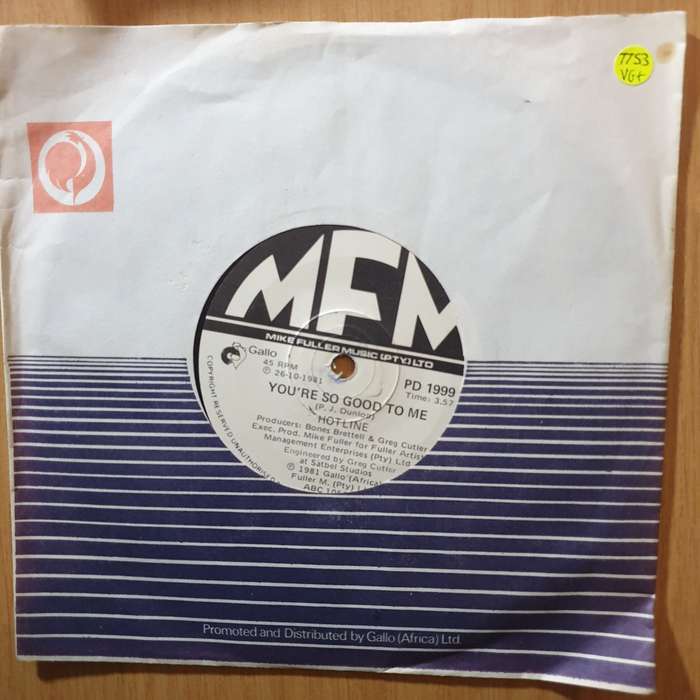 Hotline   You're So Good To Me / So Cold - 7" Record - Very-Good+ Quality (VG+) (verygoodplus7...