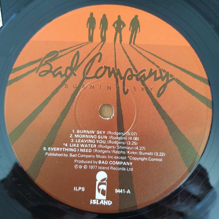 Bad Company  Burnin' Sky  Vinyl LP Record - Very-Good Quality (VG)  (verry)