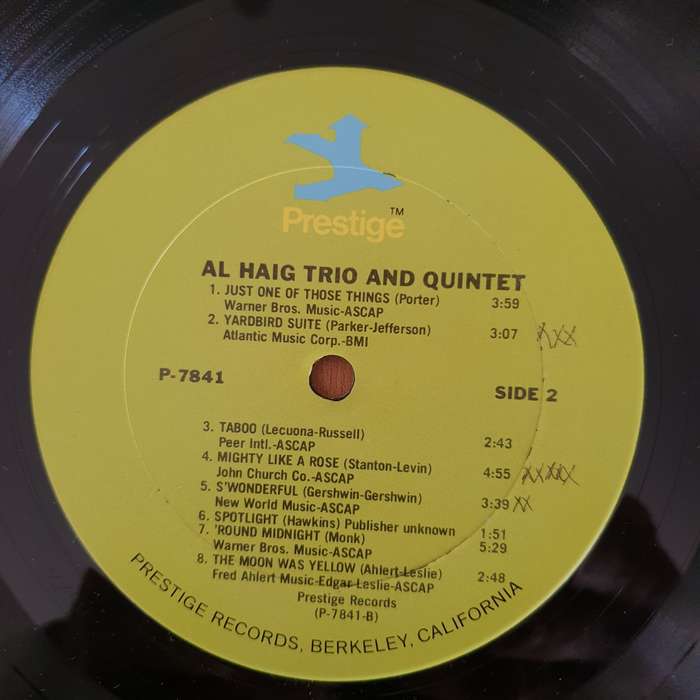 Al Haig  Trio And Quintet! - Vinyl LP Record - Very-Good+ Quality (VG+) (verygoodplus)
