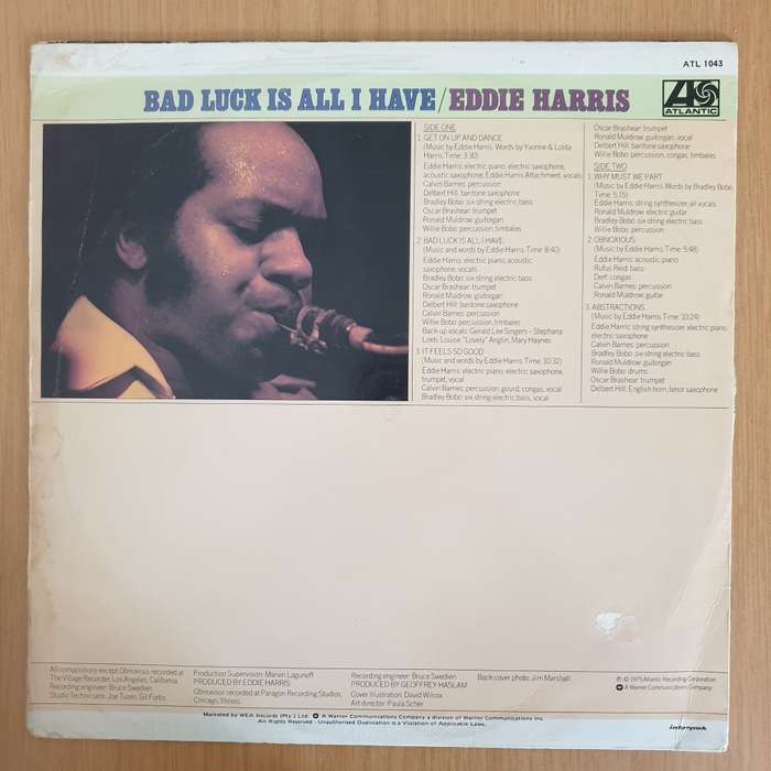 Eddie Harris  Bad Luck Is All I Have  Vinyl LP Record - Very-Good Quality (VG)  (verry)