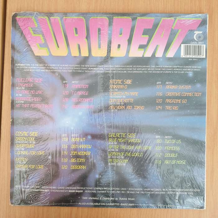 Eurobeat - Vol 1  - Original Artists - Double Vinyl LP Record - Very-Good+ Quality (VG+) (verygoo...