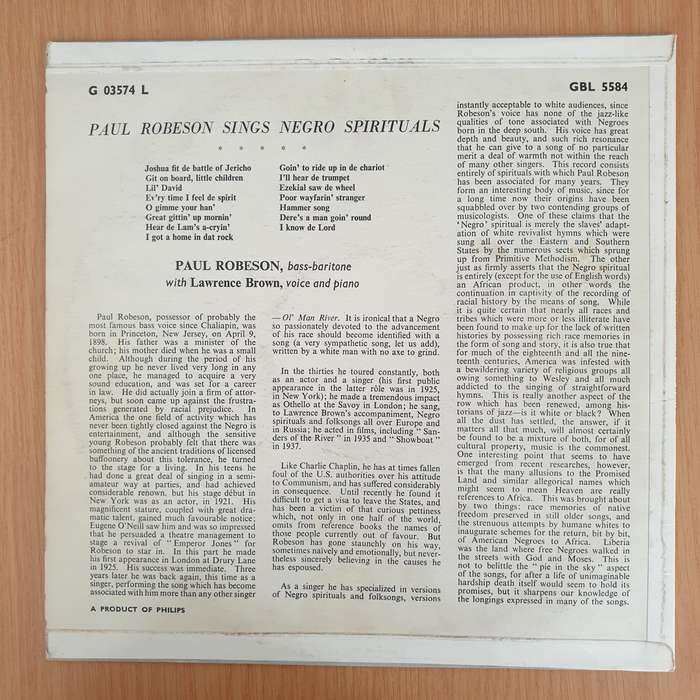 Paul Robeson  Paul Robeson Sings Negro Spirituals   Vinyl LP Record - Very-Good Quality (VG...
