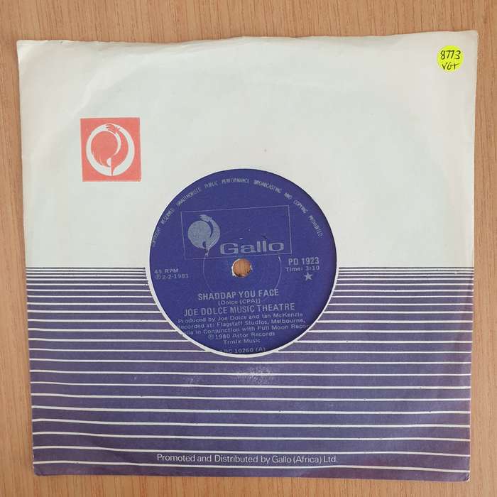 Joe Dolce Music Theatre  Shaddap You Face - 7" Record - Very-Good+ Quality (VG+) (verygoodplus...