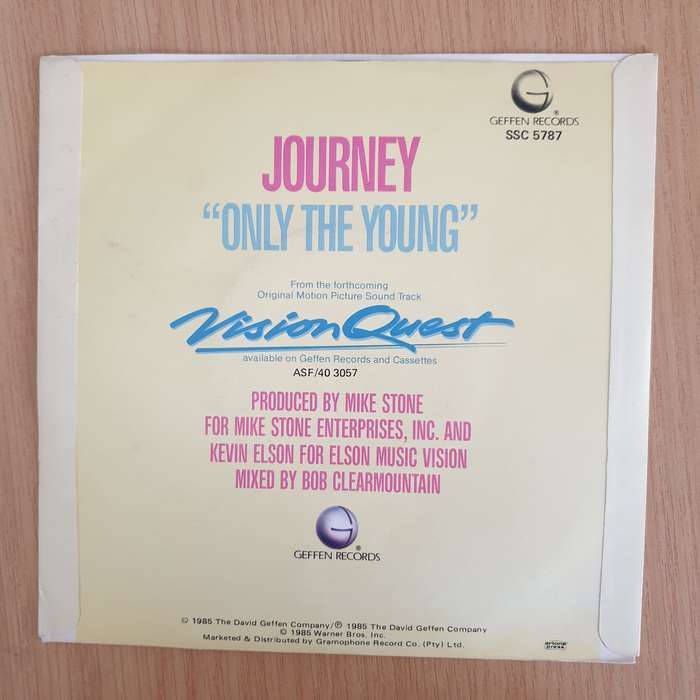 Journey  Only The Young - 7 Record - Very-Good+ Quality (VG+) (verygoodplus7) (DLB)