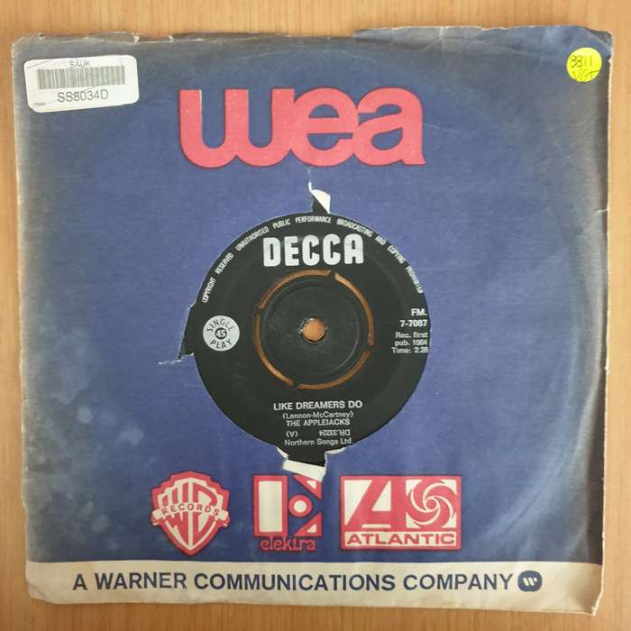 The Applejacks  Like Dreamers Do - 7" Vinyl Record  (VG+) (DLB)